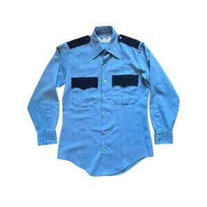 Vintage 1980’s Flying Cross Blue Uniform Shirt Men’s Small 14” Workwear